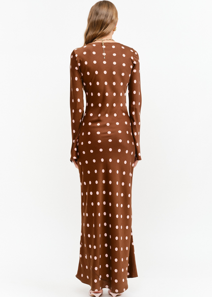 Georgie Polka Dot Dress - Brown