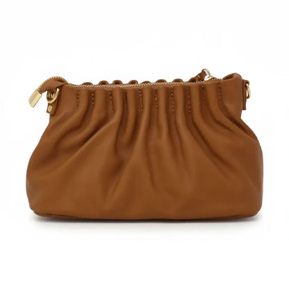 German Fuentes Genuine Italian Leather Pleated Clutch With Crossbody (Multiple Colors)