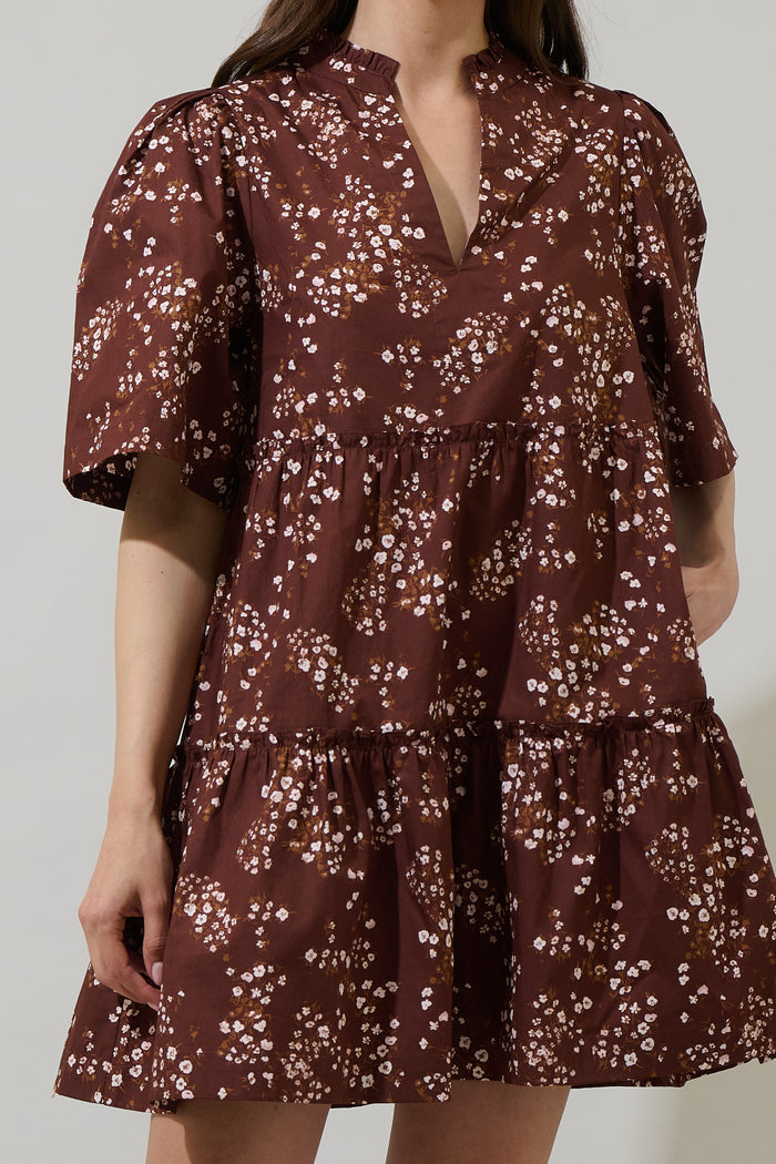 Gibson Floral Dixie Split Neck Shift Dress