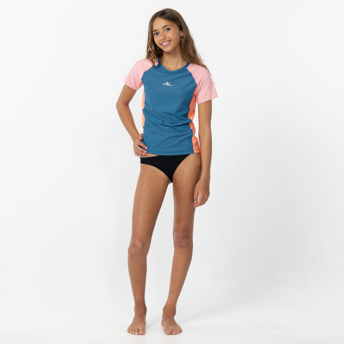 Girl's Classic Short Sleeve Rash Vest - Navy