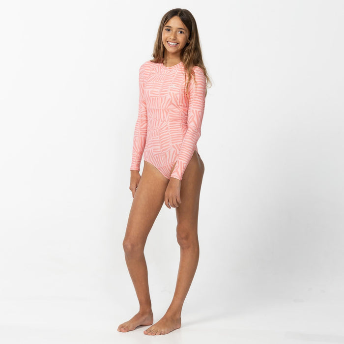 Girl's Laney Back Zip Surf Suit - Palm Peach