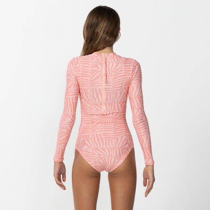 Girl's Laney Back Zip Surf Suit - Palm Peach