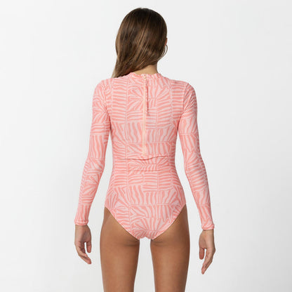 Girl's Laney Back Zip Surf Suit - Palm Peach