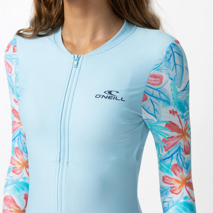 Girl's Laney Front Zip Surf Suit - Blue Tropic