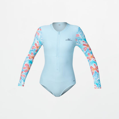 Girl's Laney Front Zip Surf Suit - Blue Tropic