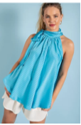 Glam Tie Neck Sleeveless Blouse