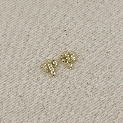 GoldFi 18k Gold Filled Cactus Stud Earrings With Micro Cubic Zirconia Stones