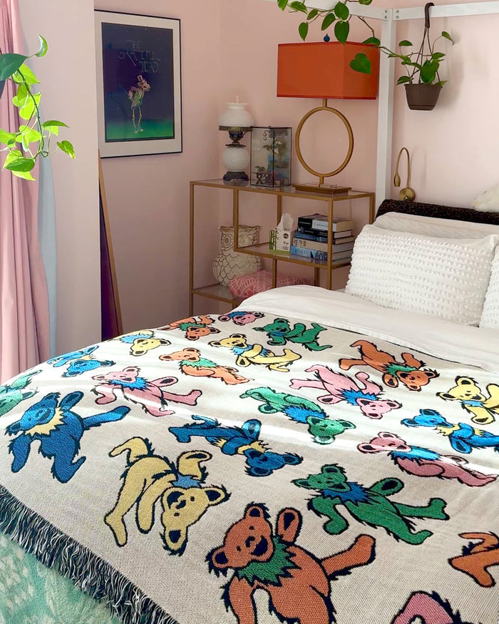 Grateful Dead Marching Bears Woven Cotton Blanket