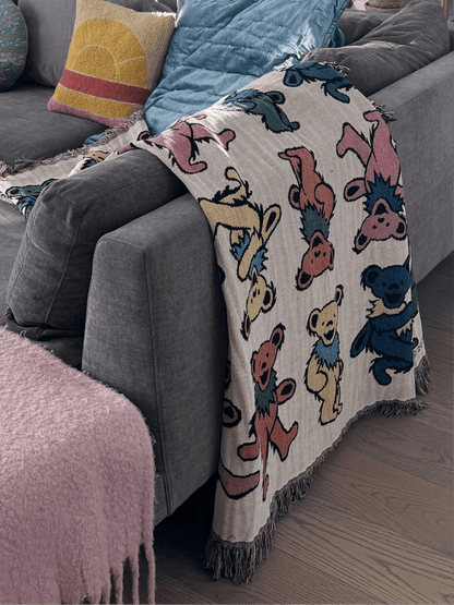 Grateful Dead Marching Bears Woven Cotton Blanket