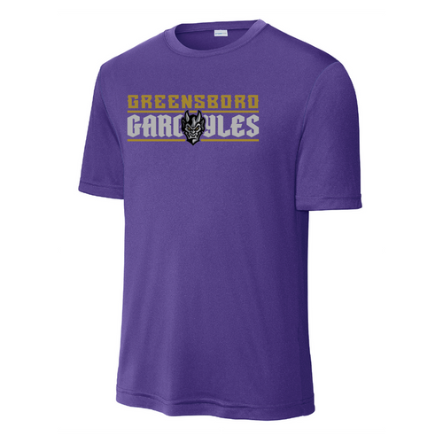 Greensboro Gargoyles Purple Performance Text Tee