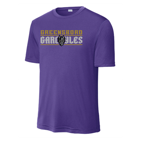 Greensboro Gargoyles Purple Performance Text Tee