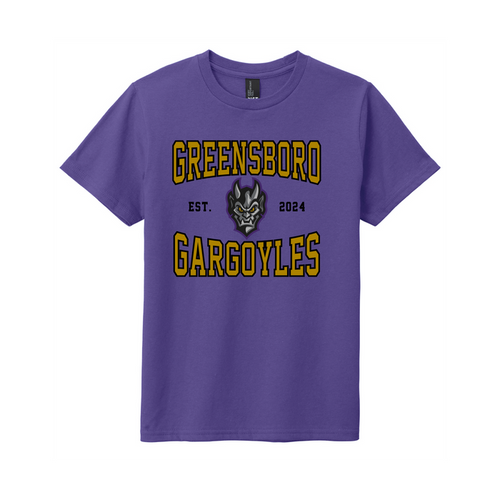 Greensboro Gargoyles Youth Face Established Graphic T-shirt in Purple