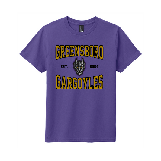 Greensboro Gargoyles Youth Face Established Graphic T-shirt in Purple