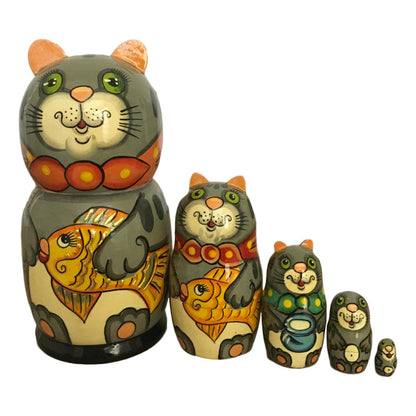 Cat with fish nesting dolls