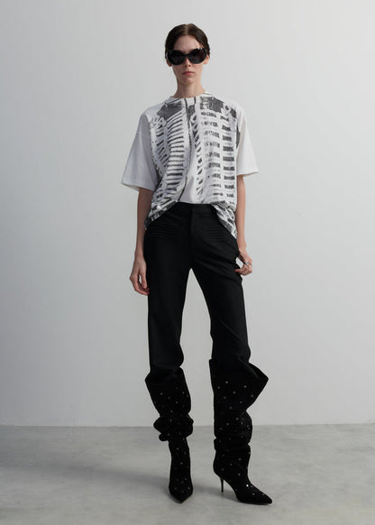 GREY MILITARY-INSPIRED GRAPHIC TEE