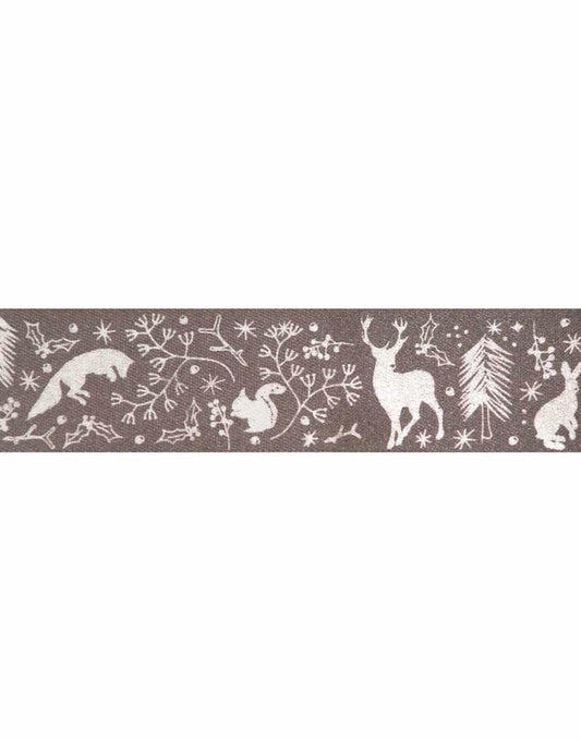 Not specified Ribbon & Trimming Grey Wild Wood Christmas Ribbon, 25mm 5024264157855 5024264157855