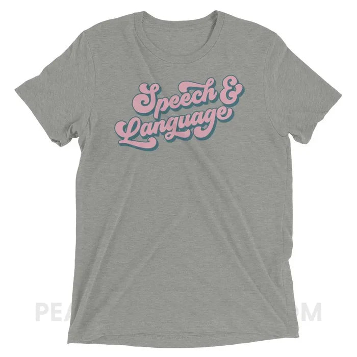 Groovy Speech & Language Tri-Blend Tee - Athletic Grey Triblend / XS - T-Shirts Tops peachiespeechie.com