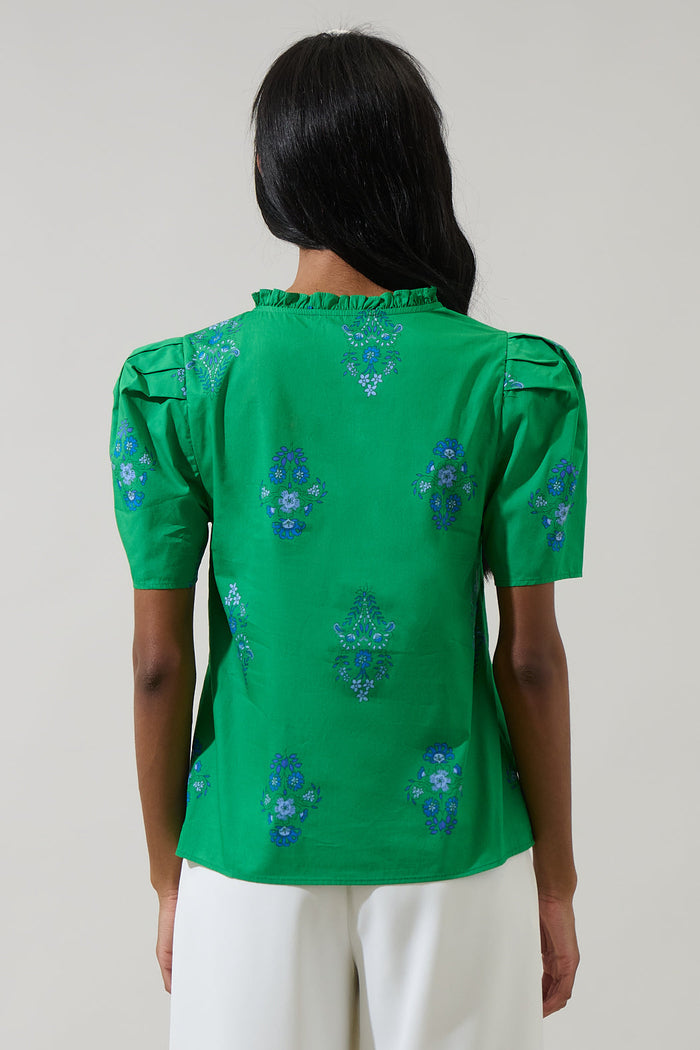 Halina Floral Gettie Ruffle Top