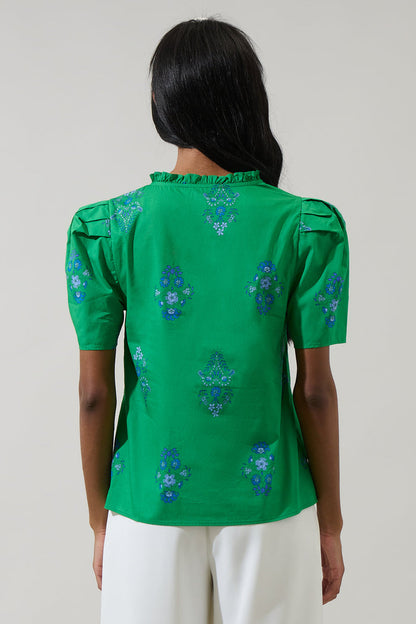 Halina Floral Gettie Ruffle Top