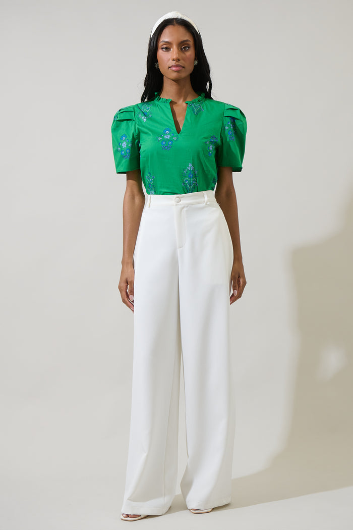 Halina Floral Gettie Ruffle Top