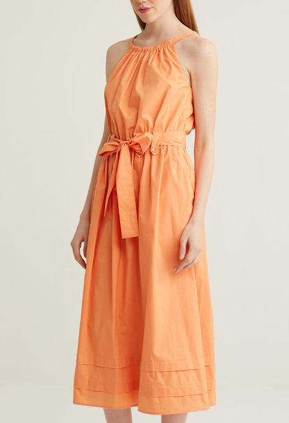 Halter Ruffled Accent Midi Dress