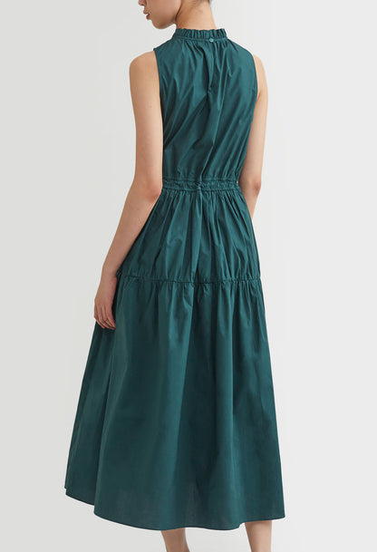 Halter Tiered Tie-Front Dress