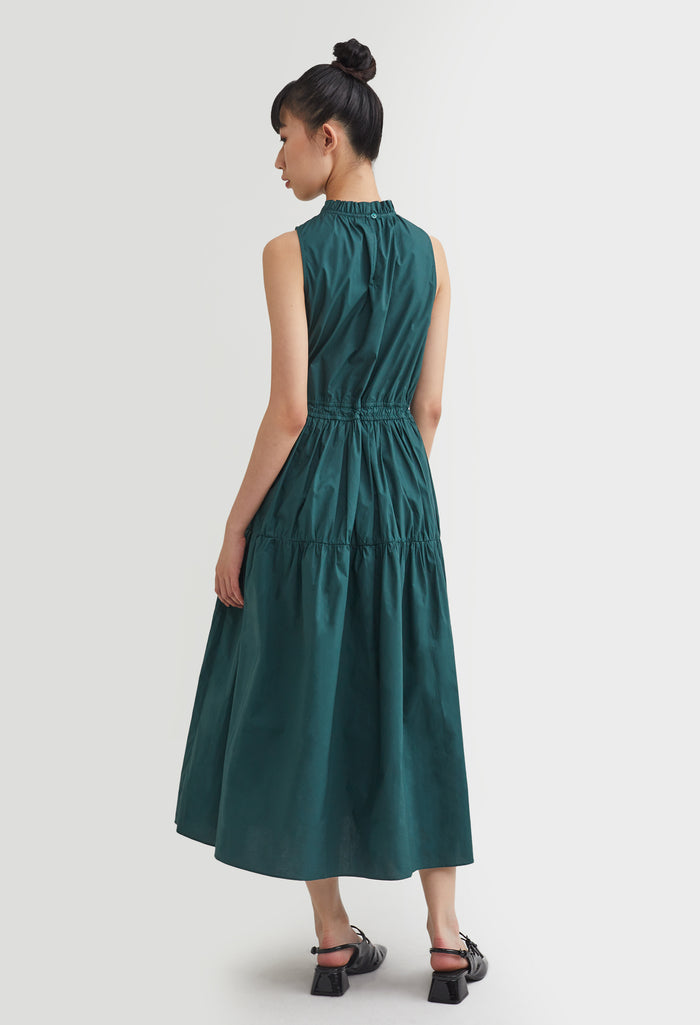 Halter Tiered Tie-Front Dress
