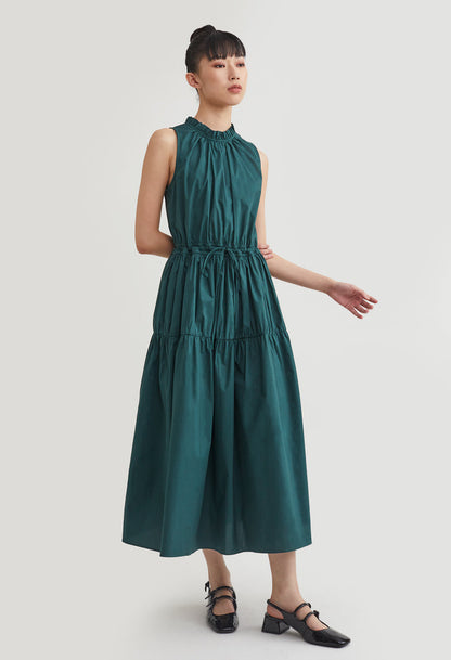 Halter Tiered Tie-Front Dress