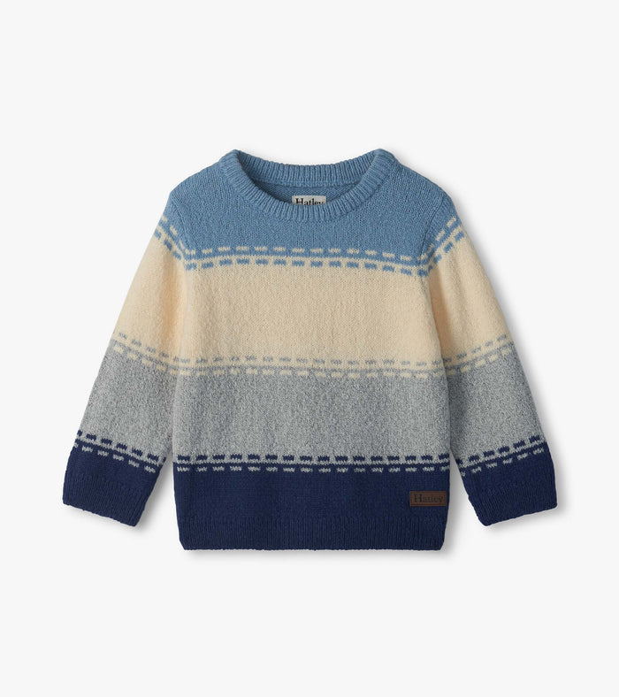 Hatley Crew Neck Sweater in Faded Blue Colorblock