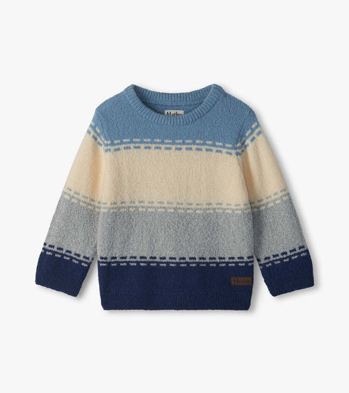 Hatley Crew Neck Sweater in Faded Blue Colorblock