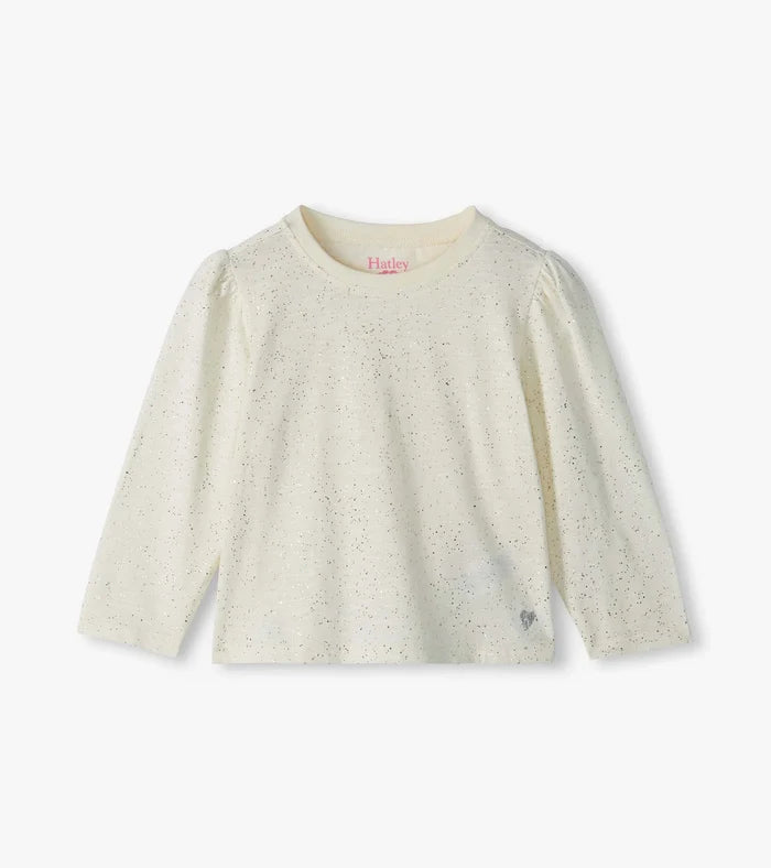 Hatley Puff Sleeve Tee in Cream Hot Melt