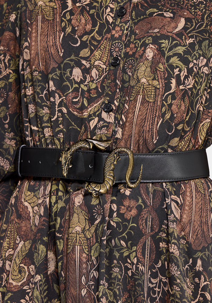 Haunt Medieval Print Mini Shirt Dress