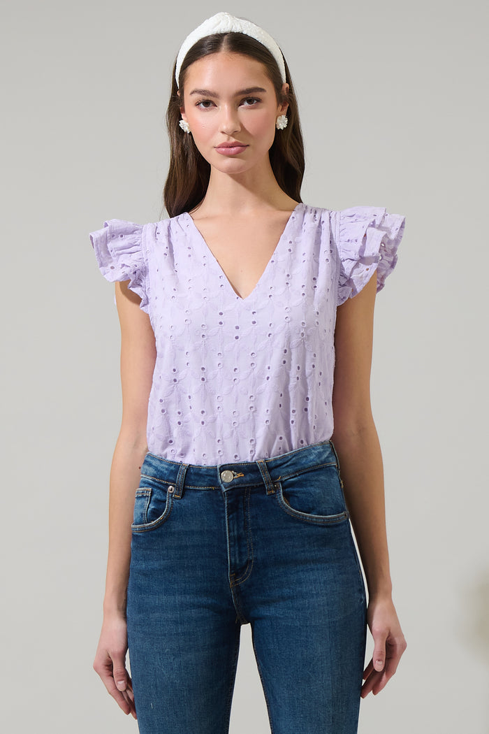 Hayley Eyelet Seni Ruffle Top