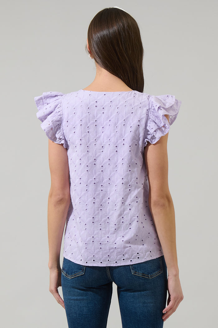 Hayley Eyelet Seni Ruffle Top
