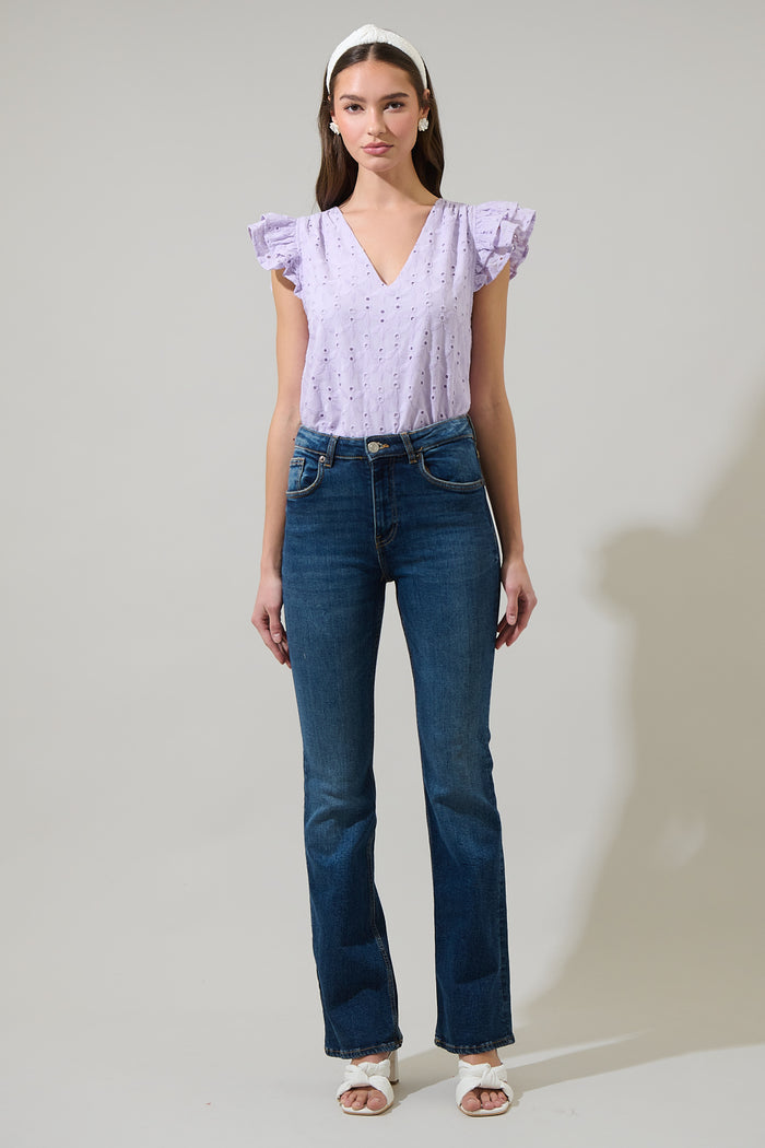 Hayley Eyelet Seni Ruffle Top