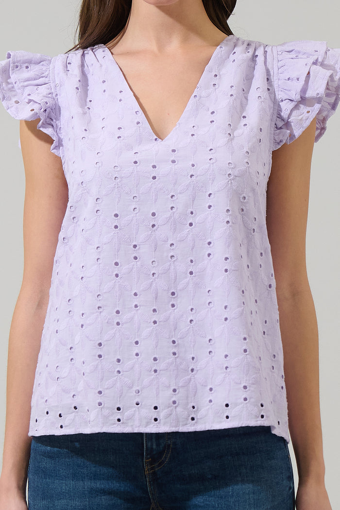Hayley Eyelet Seni Ruffle Top