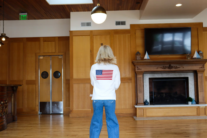 Heart American Flag 1/2 Zip Sweater
