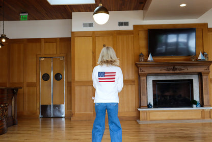 Heart American Flag 1/2 Zip Sweater