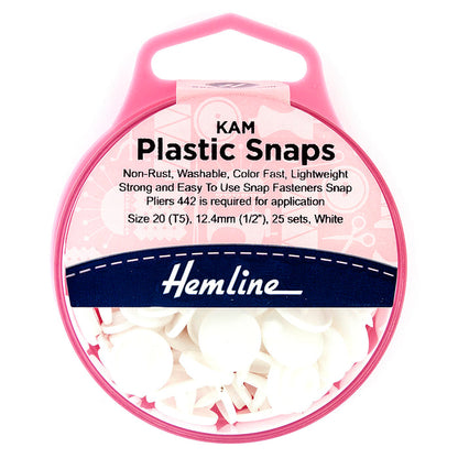 Hemline KAM Plastic Snaps: 25 x 12.4mm Sets - Yacht and Caravan Snaps