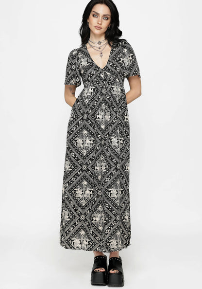Hexweave Print Floaty Sleeve Maxi Dress