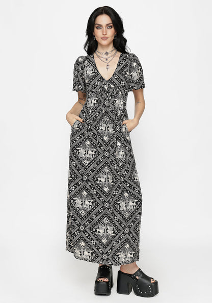 Hexweave Print Floaty Sleeve Maxi Dress