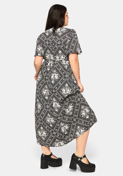 Hexweave Print Floaty Sleeve Maxi Dress