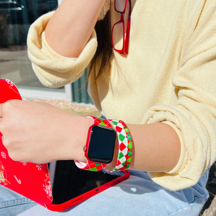 Holiday Argyle Silicone Bracelet Stacks Two Colors Available