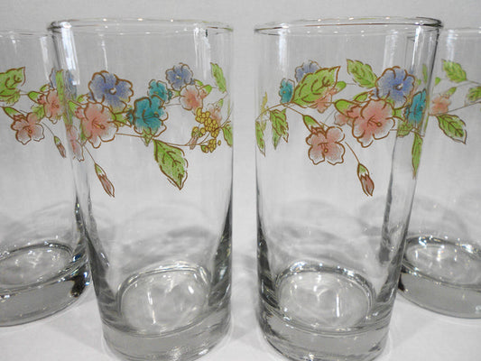 🌸HTF 3 Corelle PASTEL BOUQUET 14-oz TUMBLER GLASSES 5.75" Colorful Floral
