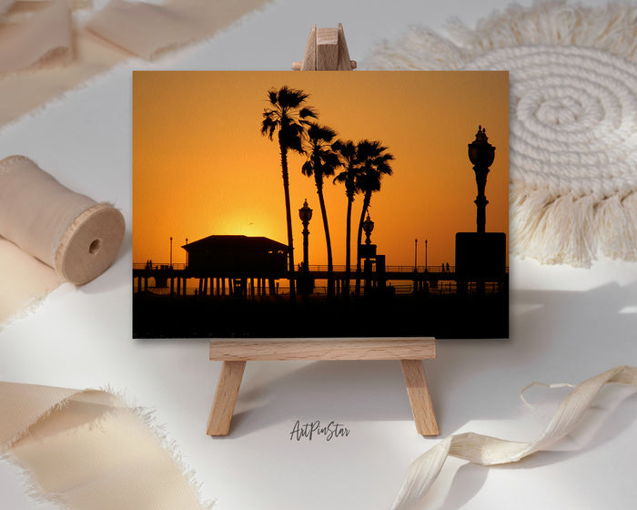 Huntington Beach Silhouettes Summer, California Landscape Custom Greeting Cards