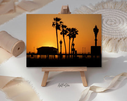 Huntington Beach Silhouettes Summer, California Landscape Custom Greeting Cards