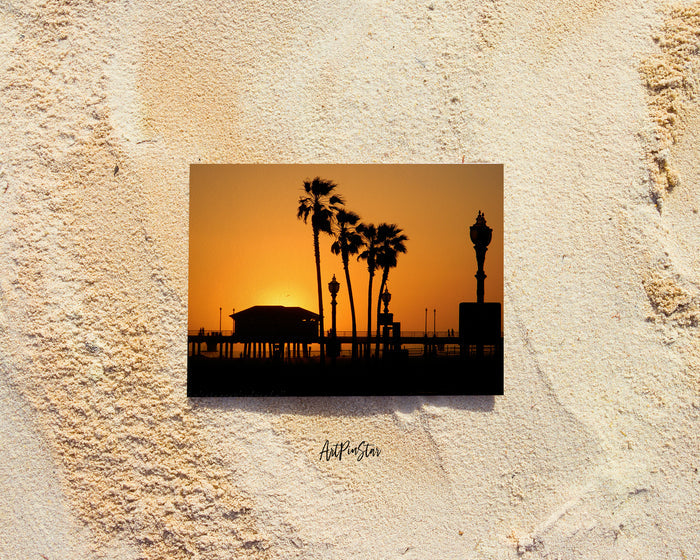 Huntington Beach Silhouettes Summer, California Landscape Custom Greeting Cards