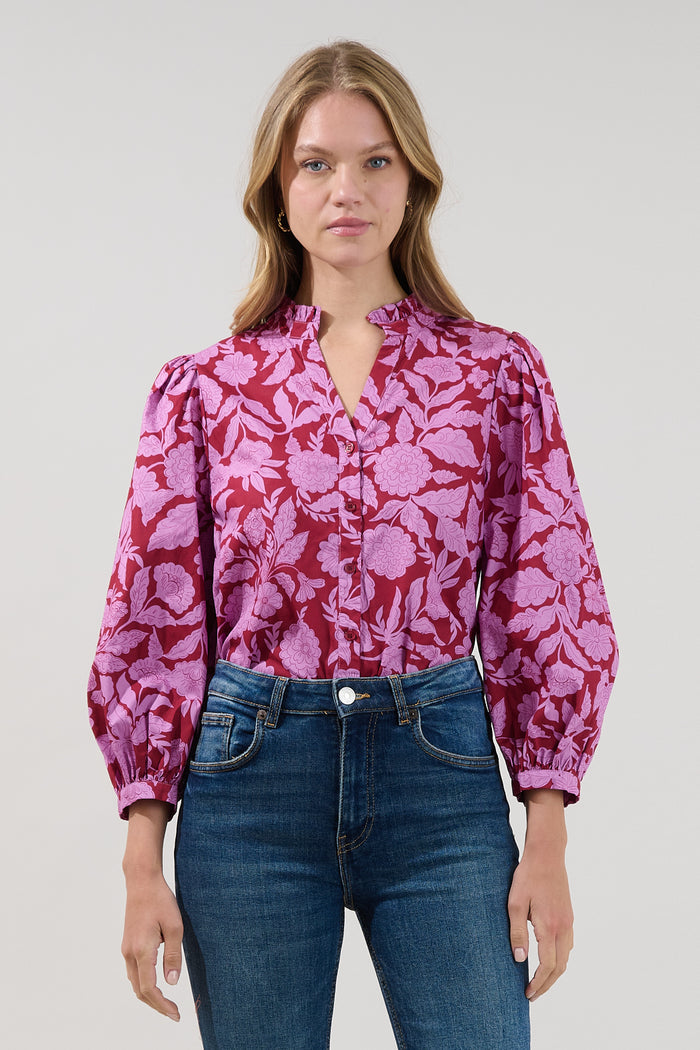 Ima Button Up Top Yunice Floral