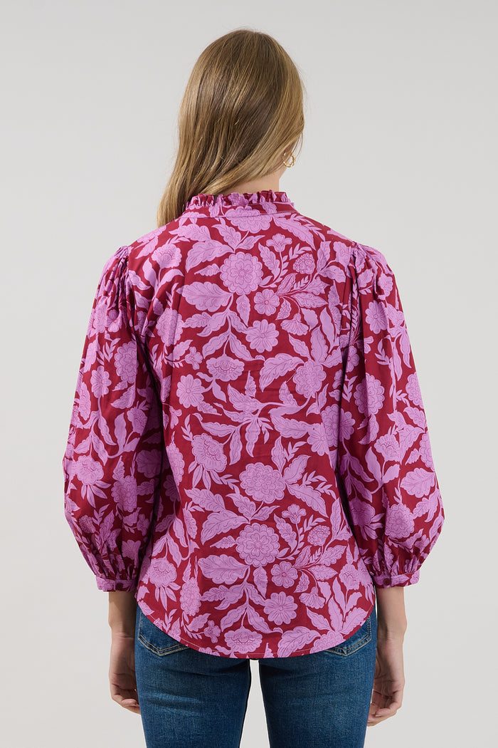 Ima Button Up Top Yunice Floral
