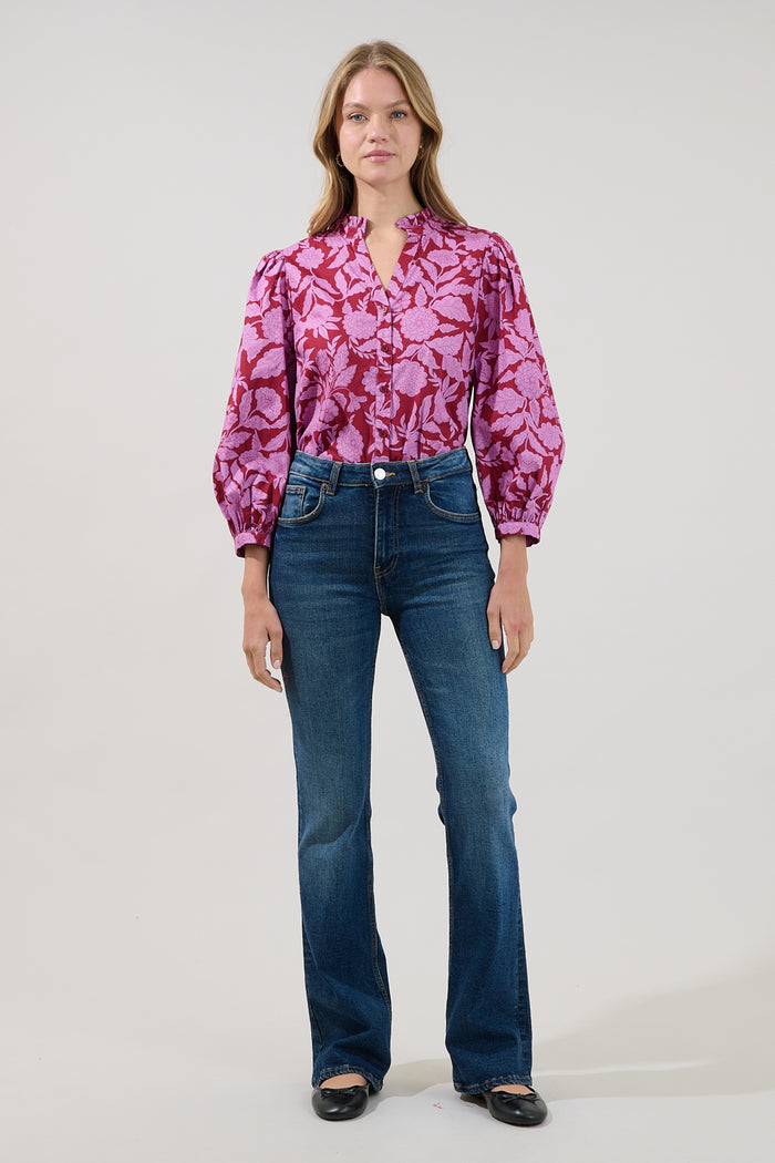 Ima Button Up Top Yunice Floral